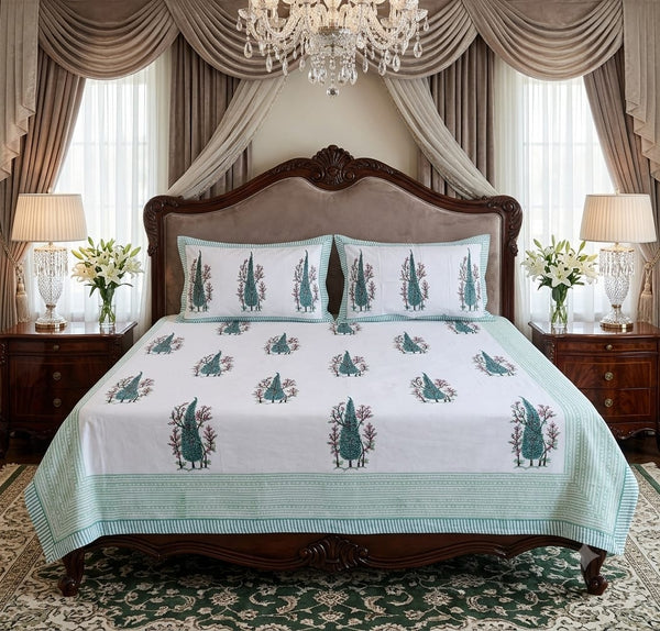 HandBlock Cotton Bedsheet Set- Super King Size ( 108 * 108 inches)