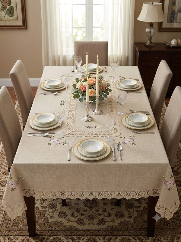 Premium Jute 6 Seater Table Cover