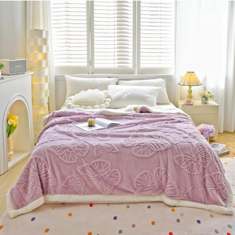 Baby AC Blanket Butterflies Sherpa Heavy Winter 210 GSM
