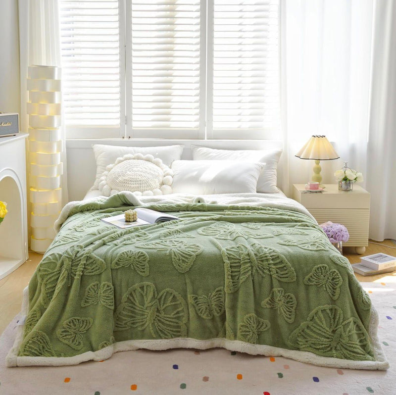Baby AC Blanket Butterflies Sherpa Heavy Winter 210 GSM
