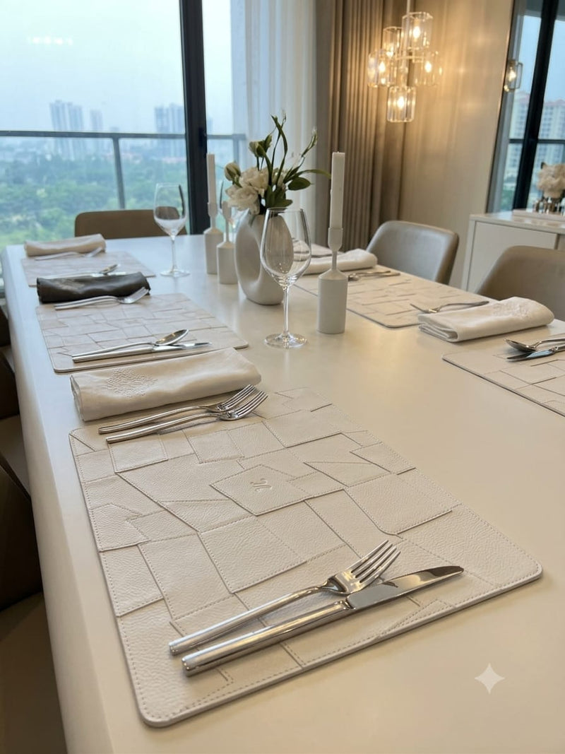 Premium Patchwork Leather Table Mats (Set of 6)
