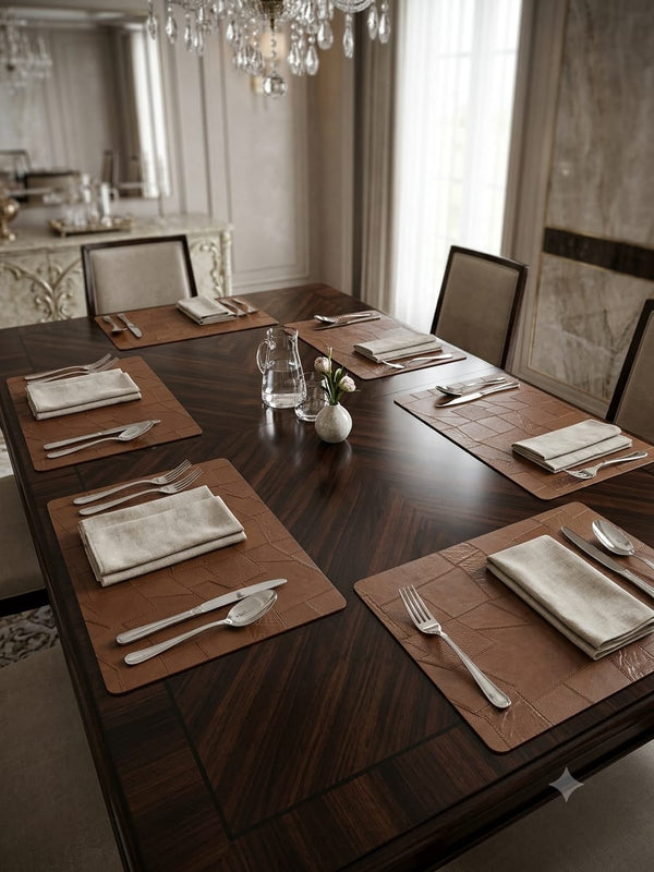 Premium Patchwork Leather Table Mats (Set of 6)
