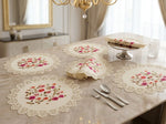 Floral Print With Lace Work Place Mat