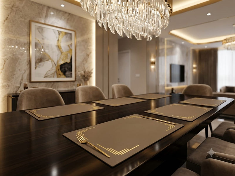 Royal Gold Accent Dining Table Mat Set