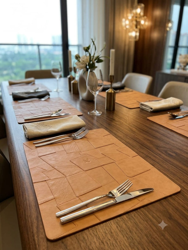 Premium Patchwork Leather Table Mats (Set of 6)