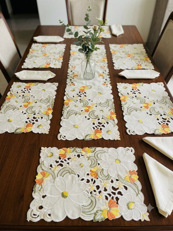 Beautiful Cutwork Table Runner & Mat Sets