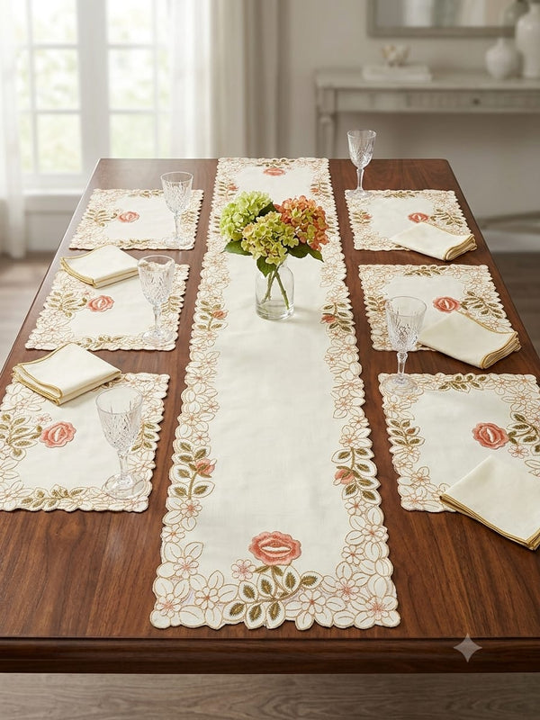 Beautiful Cutwork Table Runner & Mat Sets