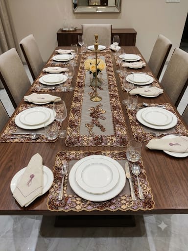Luxury Beaded Table Runner and Mat Set