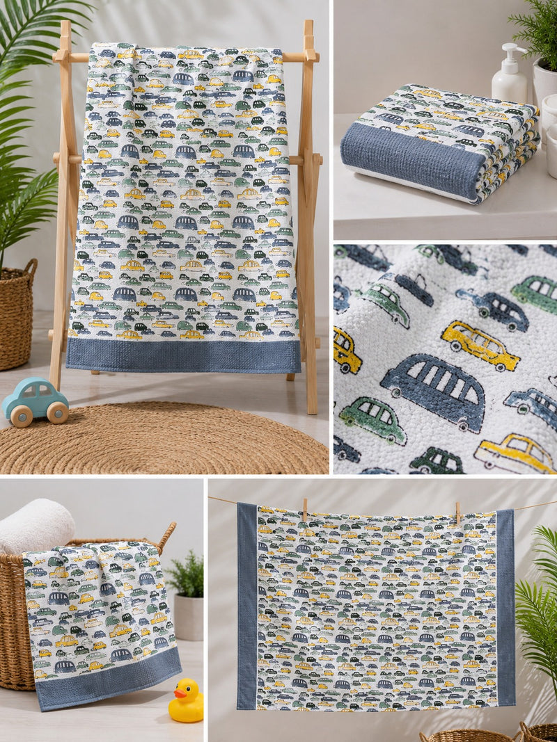 Premium Hand Block Print Waffle Kids Bath Towel