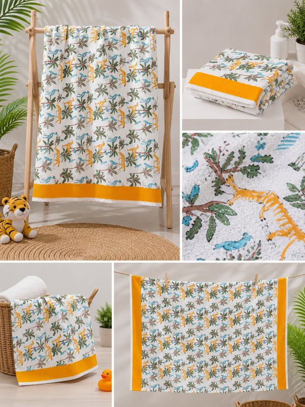 Premium Hand Block Print Waffle Kids Bath Towel