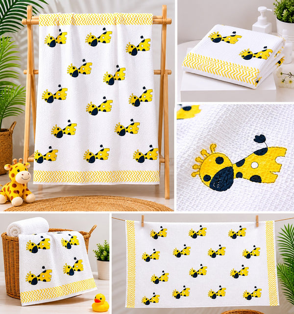 Premium Hand Block Print Waffle Kids Bath Towel
