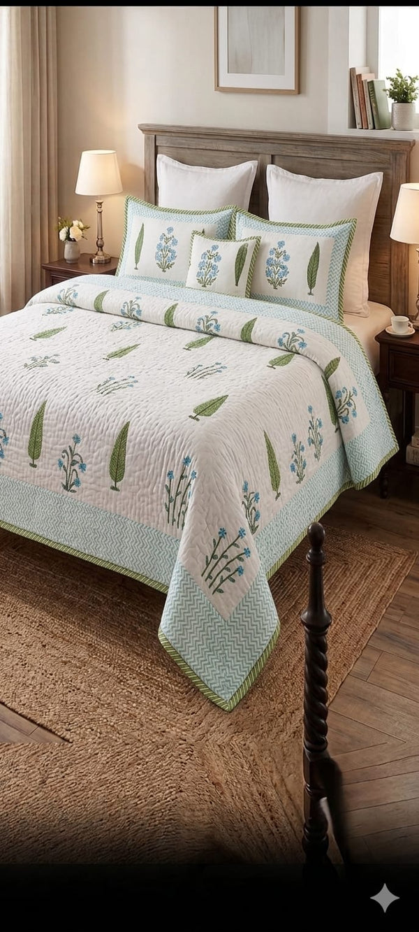 Handblock Quilted Bedcover