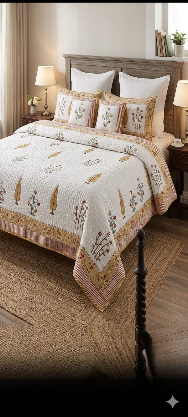 Handblock Quilted Bedcover