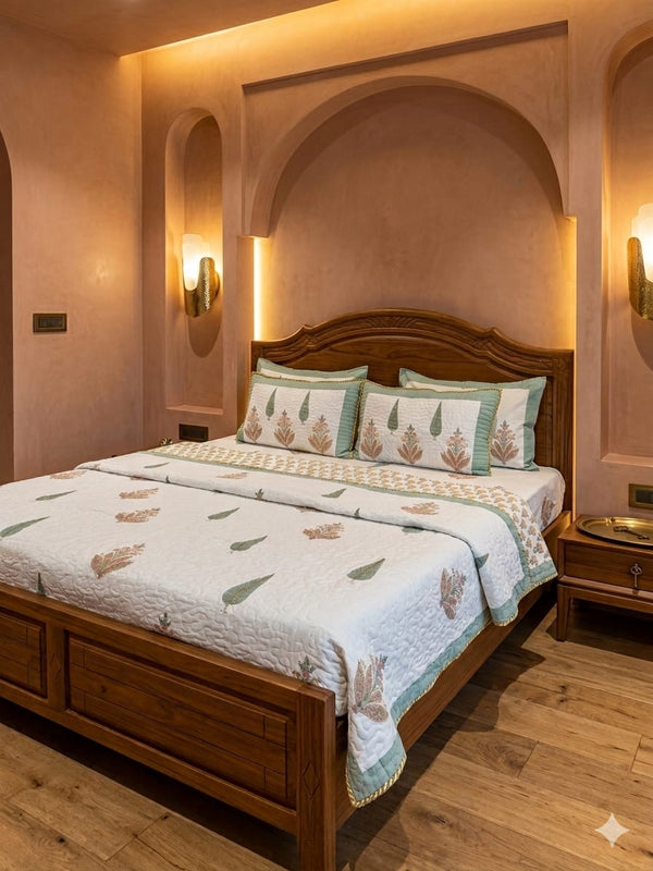 Handblock Quilted Bedcover