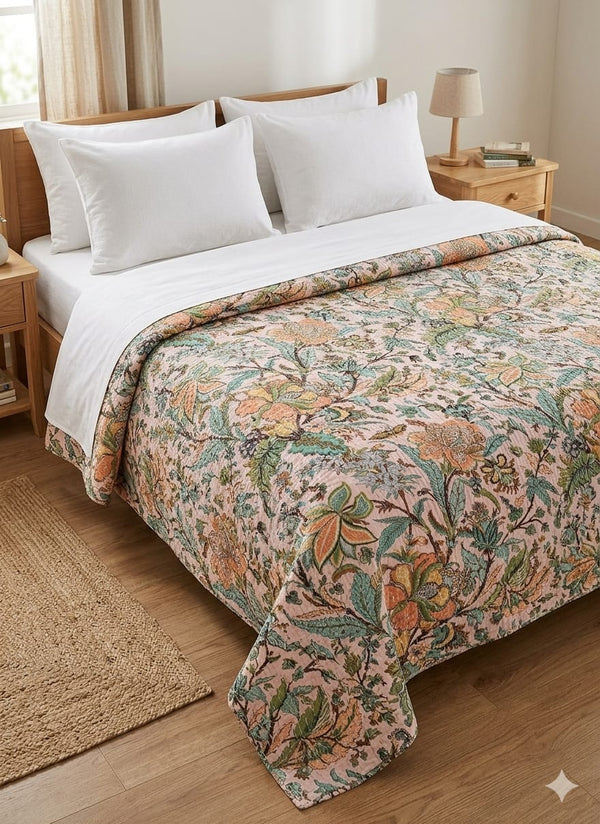 Luxury Pure Cotton Kantha Bedcover