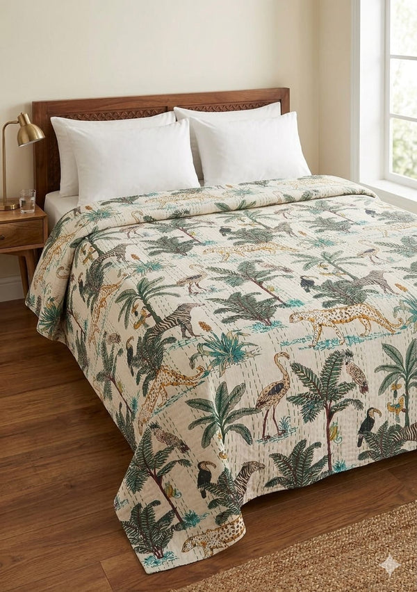 Luxury Pure Cotton Kantha Bedcover