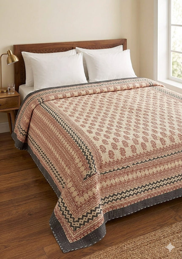 Luxury Pure Cotton Kantha Bedcover